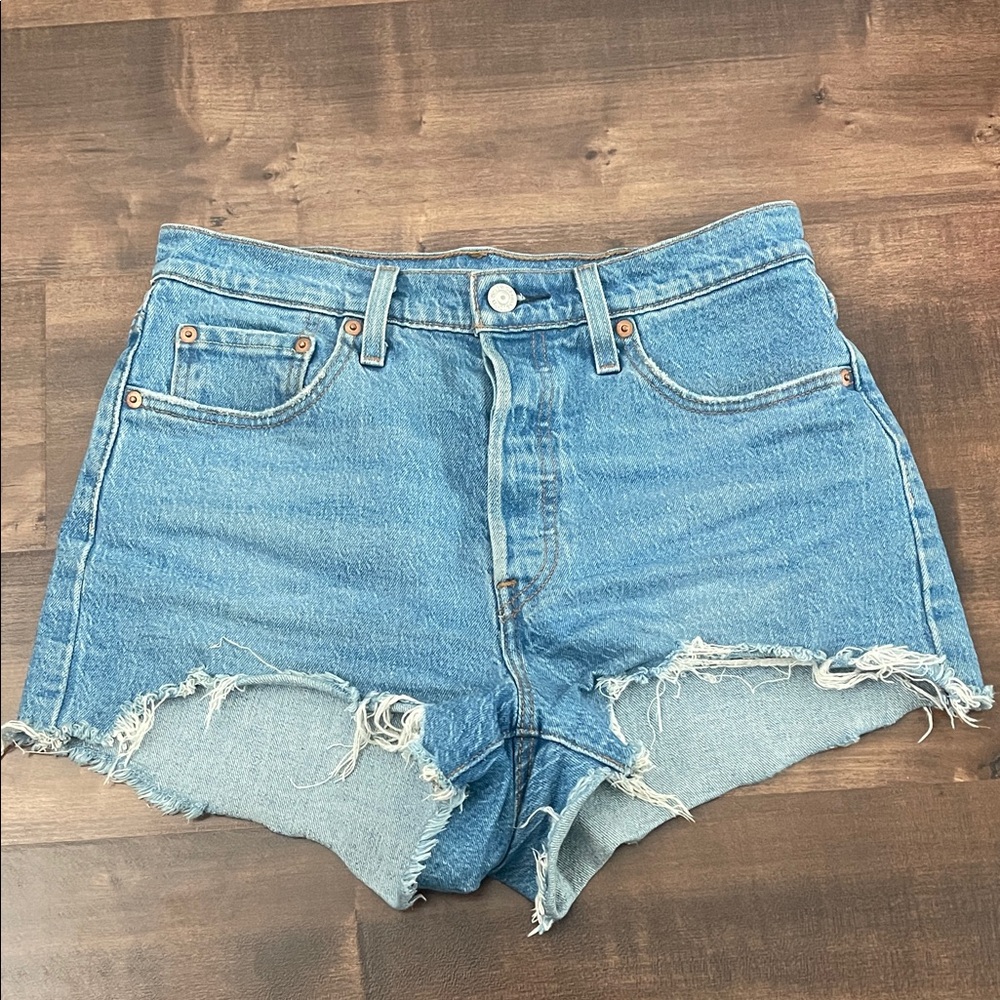 Levi's Blue Distressed Jean Shorts
